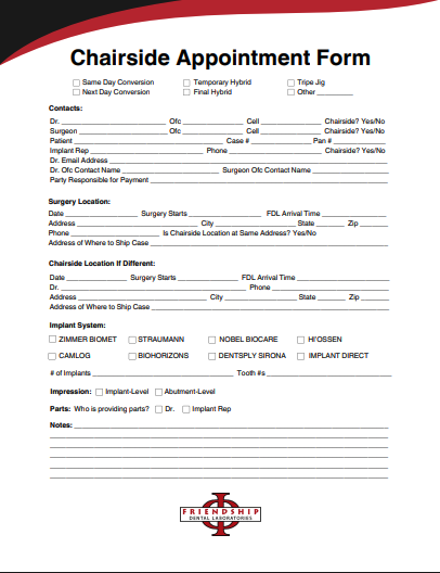 Friendship Chairside Conversion Form